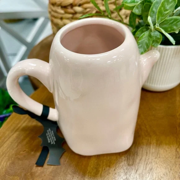 Rae Dunn Pink Halloween Pastel Pink Ghost Boo w/Spiderweb Ceramic Coffee mug NWT - Picture 4 of 5